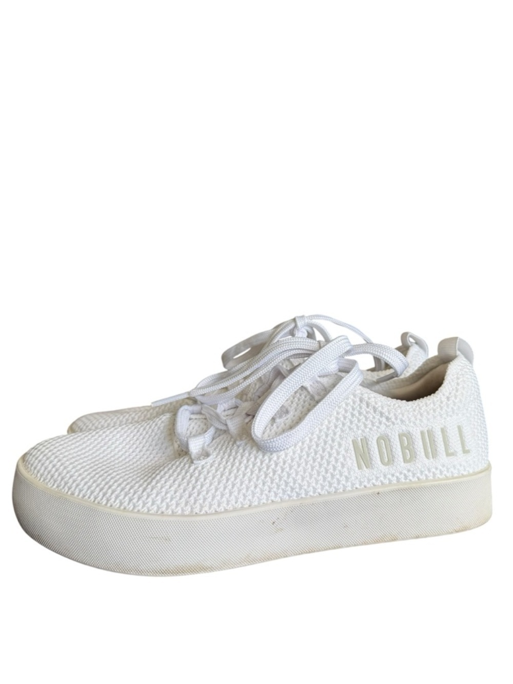 NOBULL White Recs Knit Sneaker Unisex Shoe Size 8.5 Mens / 10 Women’s